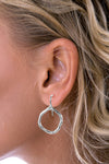 Silver Open Circle Drop Earrings