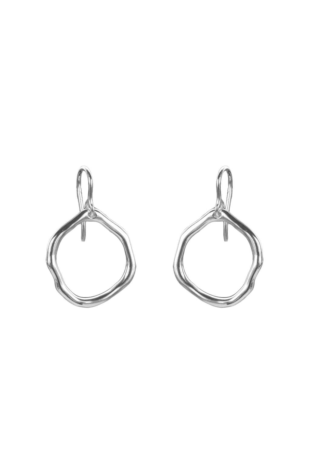 Silver Open Circle Drop Earrings