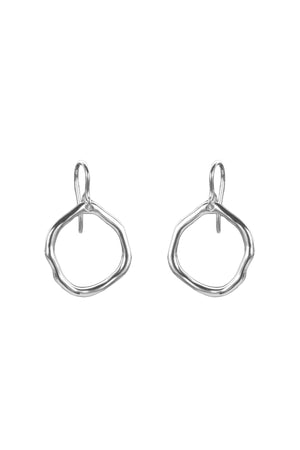 Silver Open Circle Drop Earrings