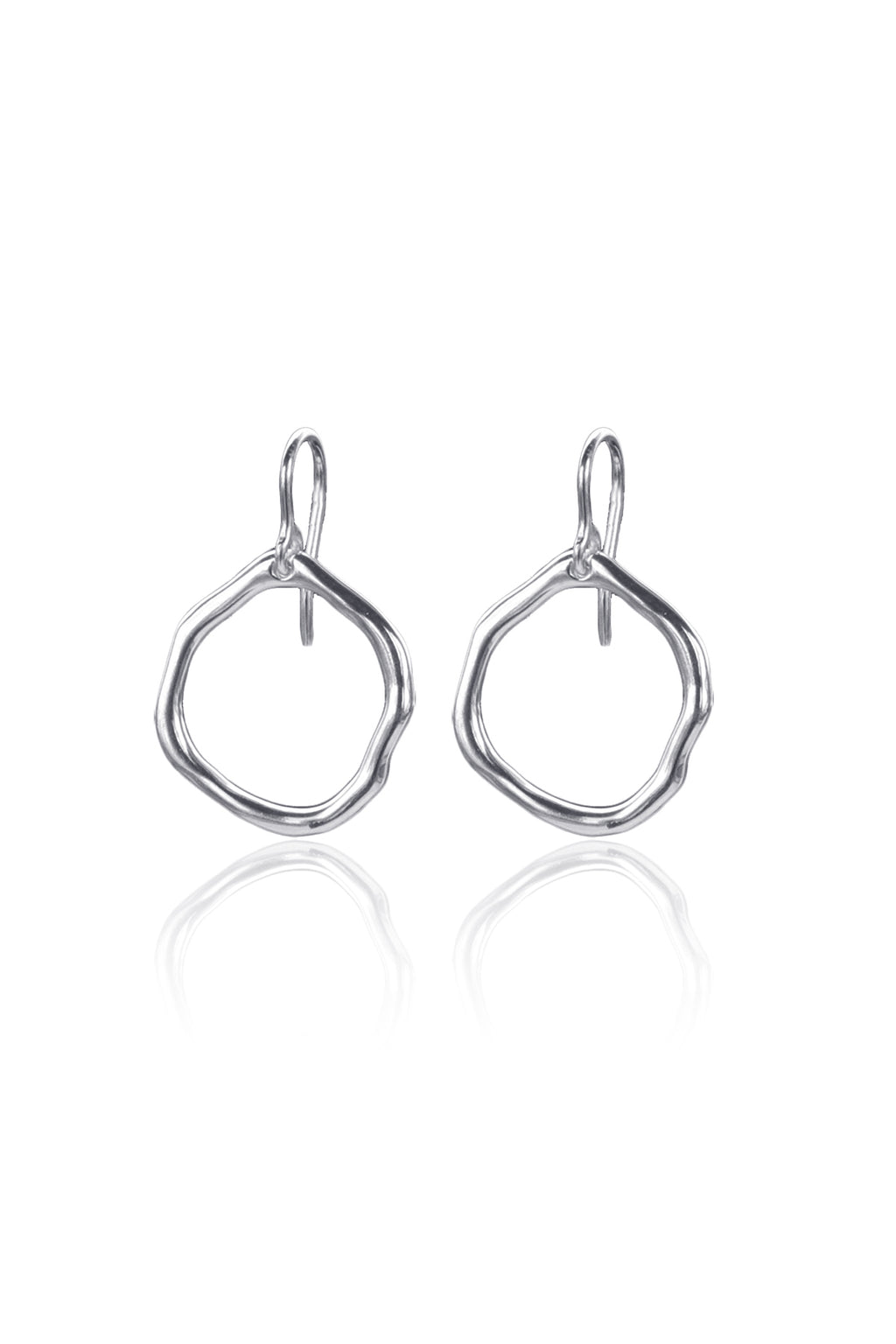 Silver Open Circle Drop Earrings