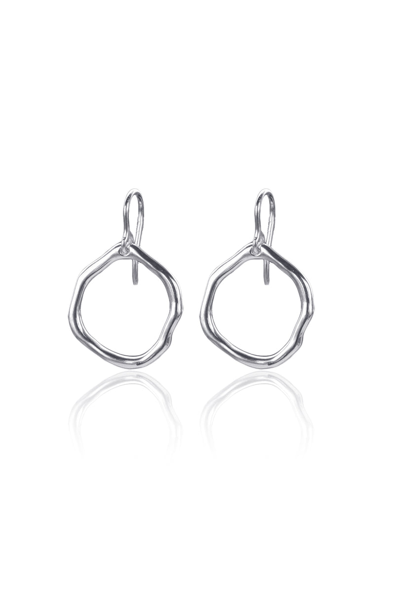 Silver Open Circle Drop Earrings