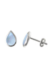 Stone-Set Teardrop Silver Stud Earring
