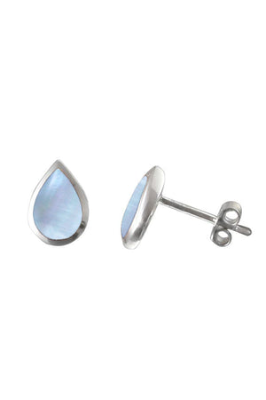 Stone-Set Teardrop Silver Stud Earring