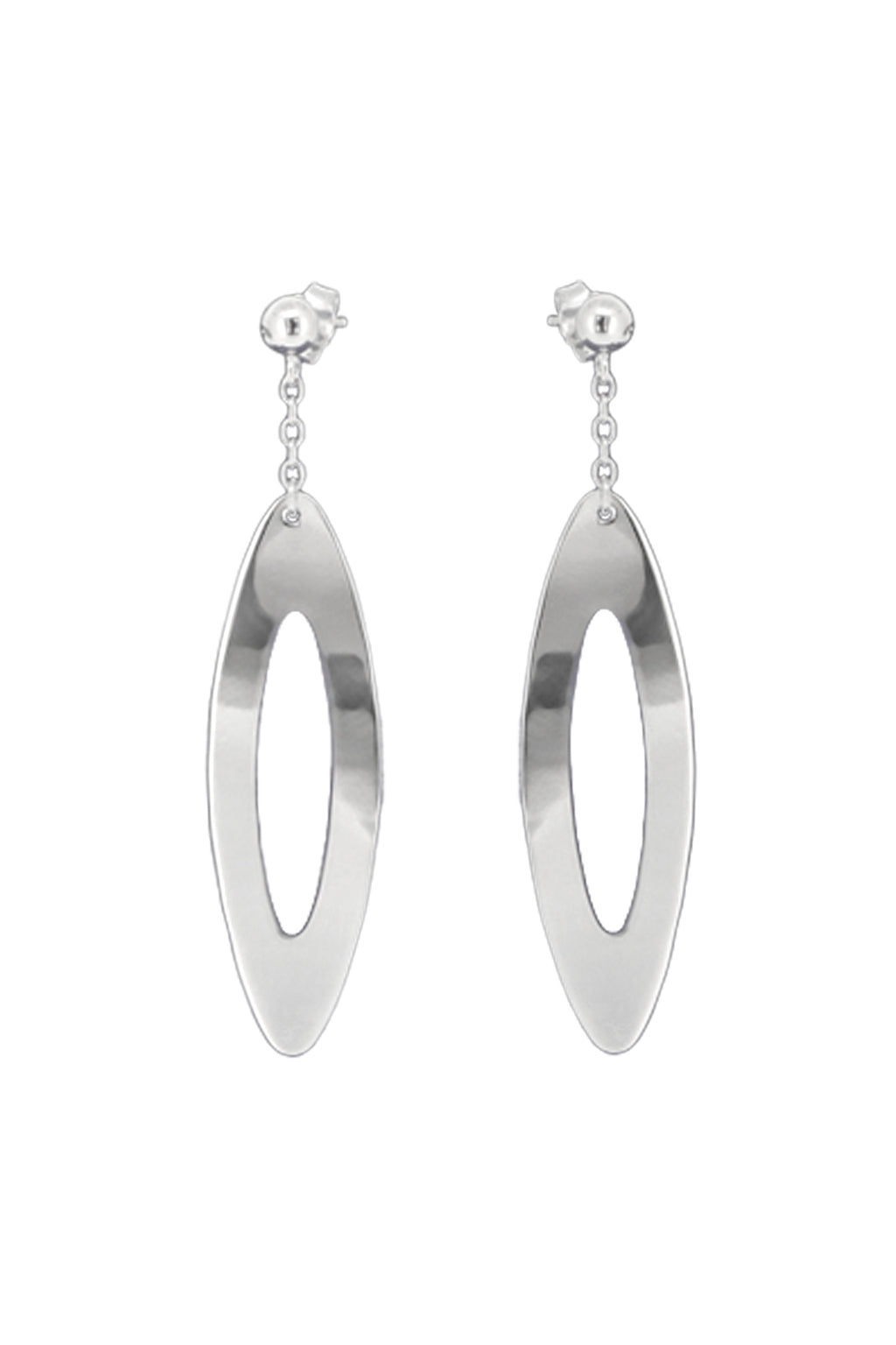Large Silver Oval Drop Earrings