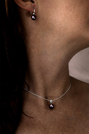 Freshwater Pearl Silver Pendant + Chain