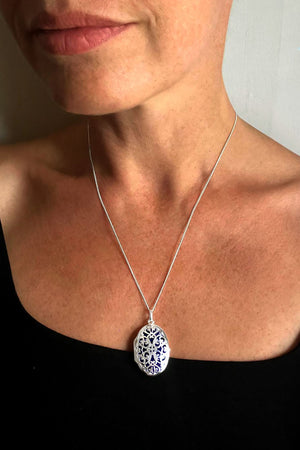 Sterling Silver Filigree Locket & Chain