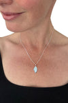 Silver Stone-Set Leaf Pendant