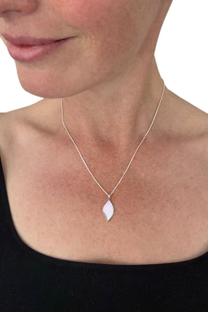 Silver Stone-Set Leaf Pendant