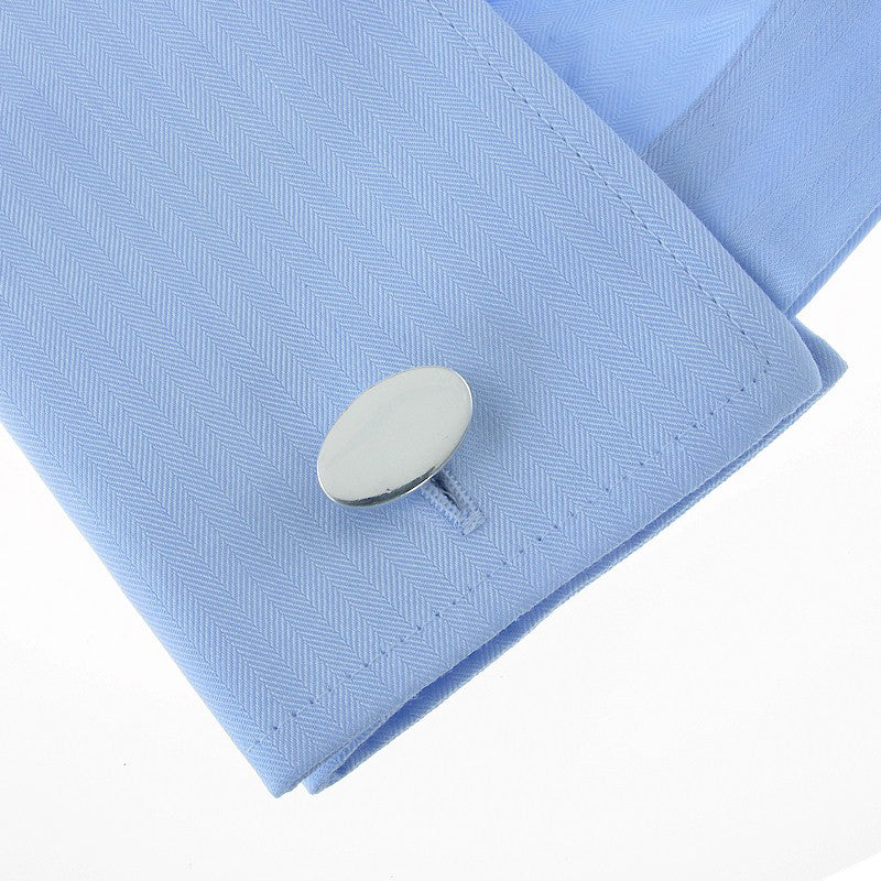 Sterling Silver Plain Oval Cufflinks on Swivels