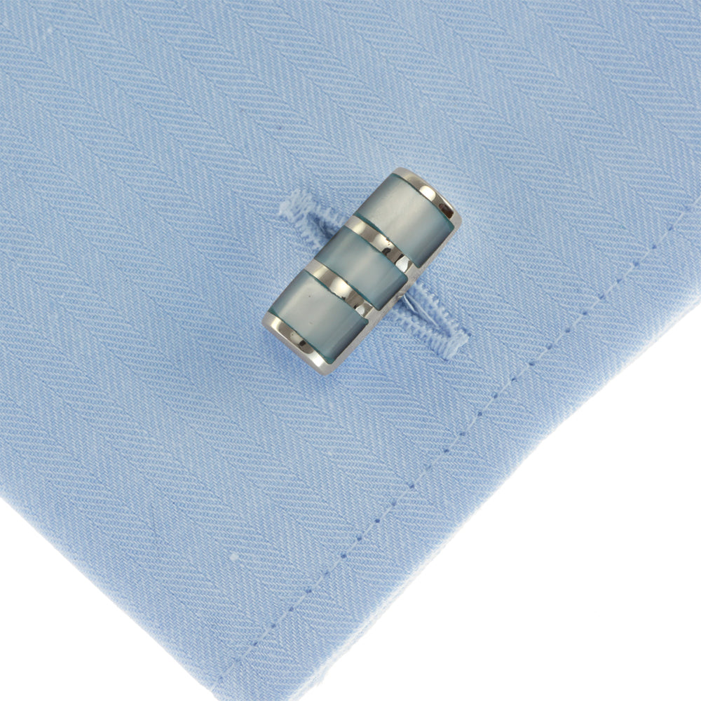 Sterling Silver Stone-Set Cufflinks