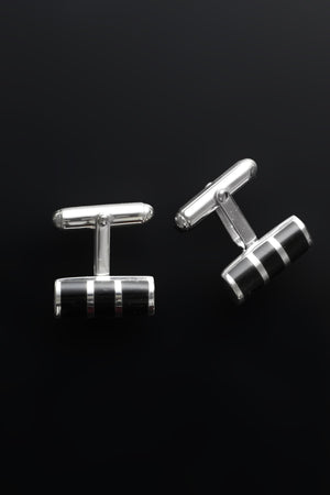 Sterling Silver Stone-Set Cufflinks