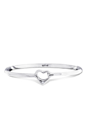 Diamond Heart Silver bangle