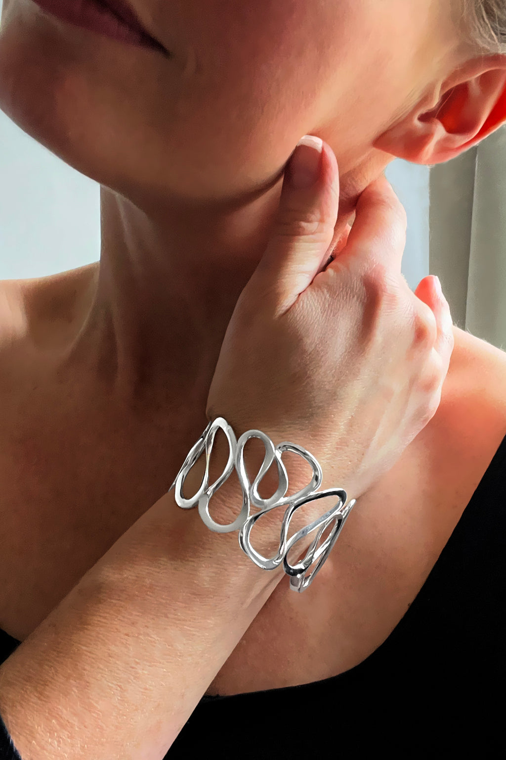 Sterling Silver Waves Cuff Bangle