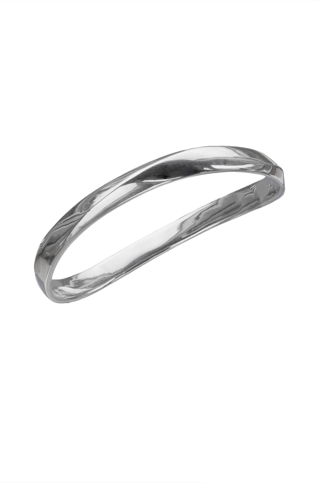 Silver Oval Wavy Bangle