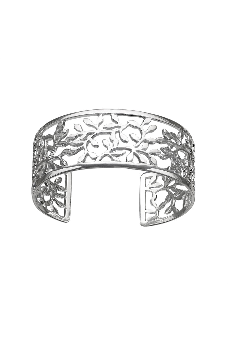 Silver Leaves Cuff Bangle