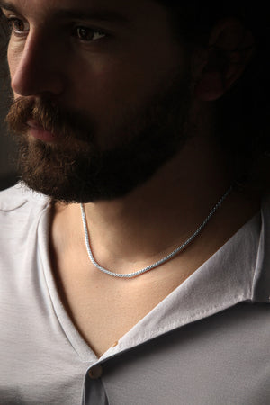 Silver Slim Popcorn Chain Necklace