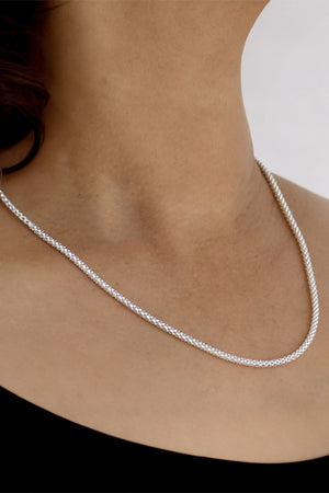 Silver Slim Popcorn Chain Necklace