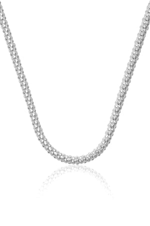 Silver Slim Popcorn Chain Necklace