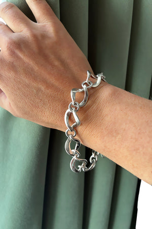 Silver Chunky Chain Twisted Open Link Bracelet