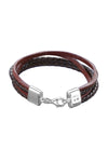 Silver Leather Bracelet for Men