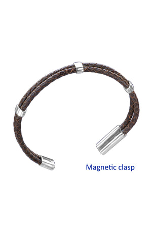 Men's Sterling Silver & Leather Bracelet