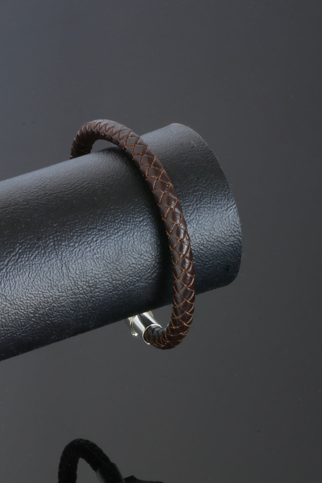 Silver & Leather Plaited Bracelet for Men