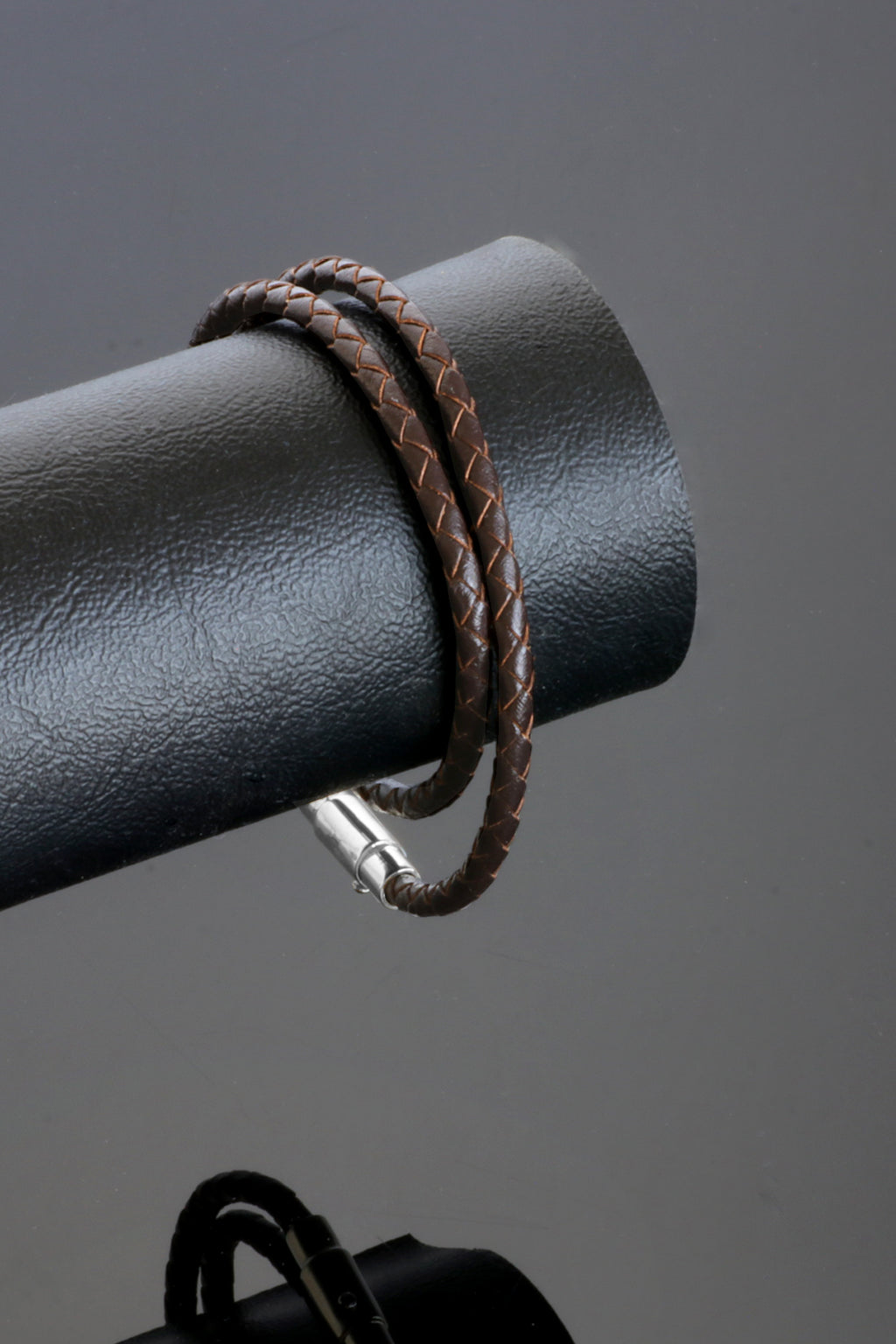 Double Strand Leather & Silver Bracelet