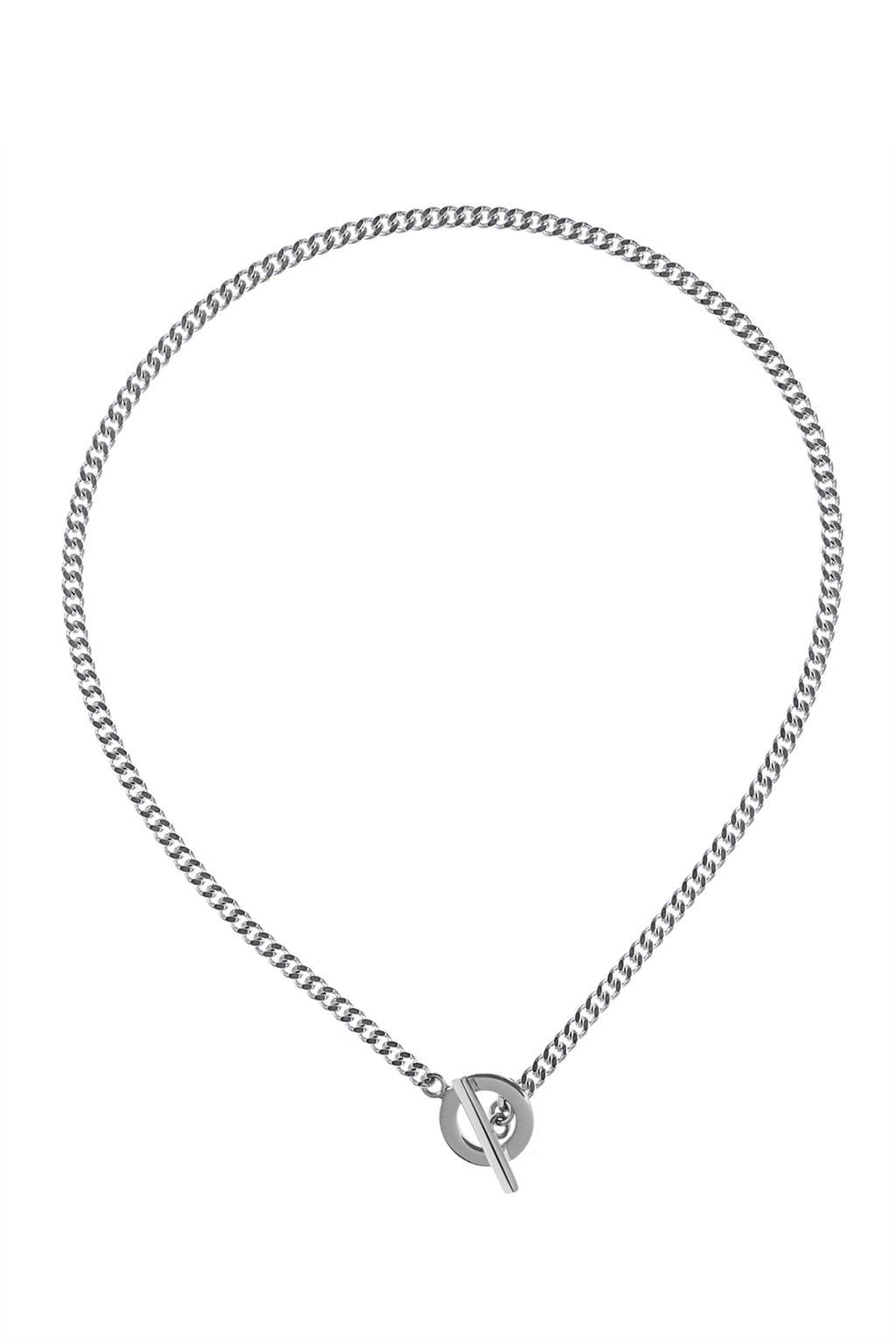 Silver Curb Necklace with T-Bar