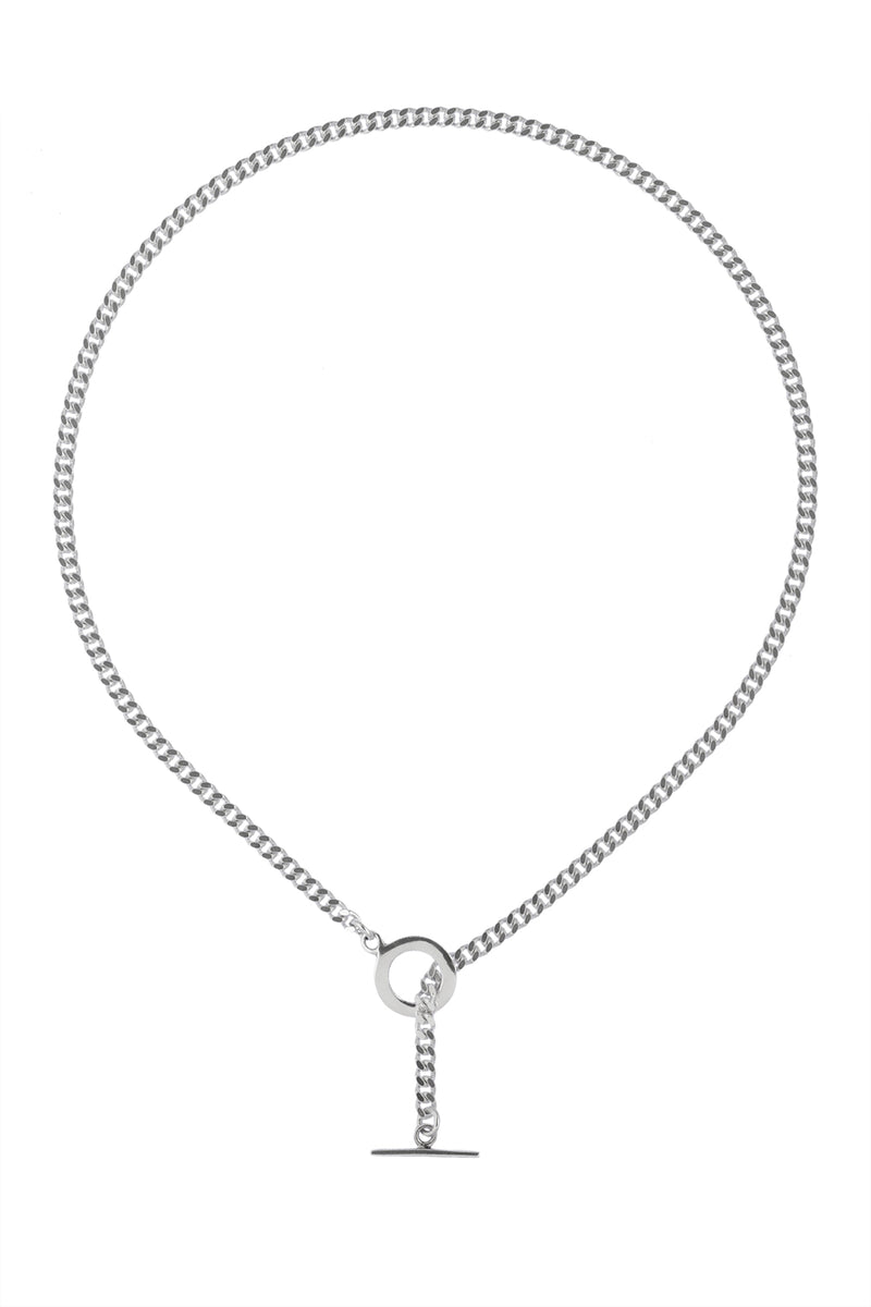 Silver T-Bar Necklace, Curb