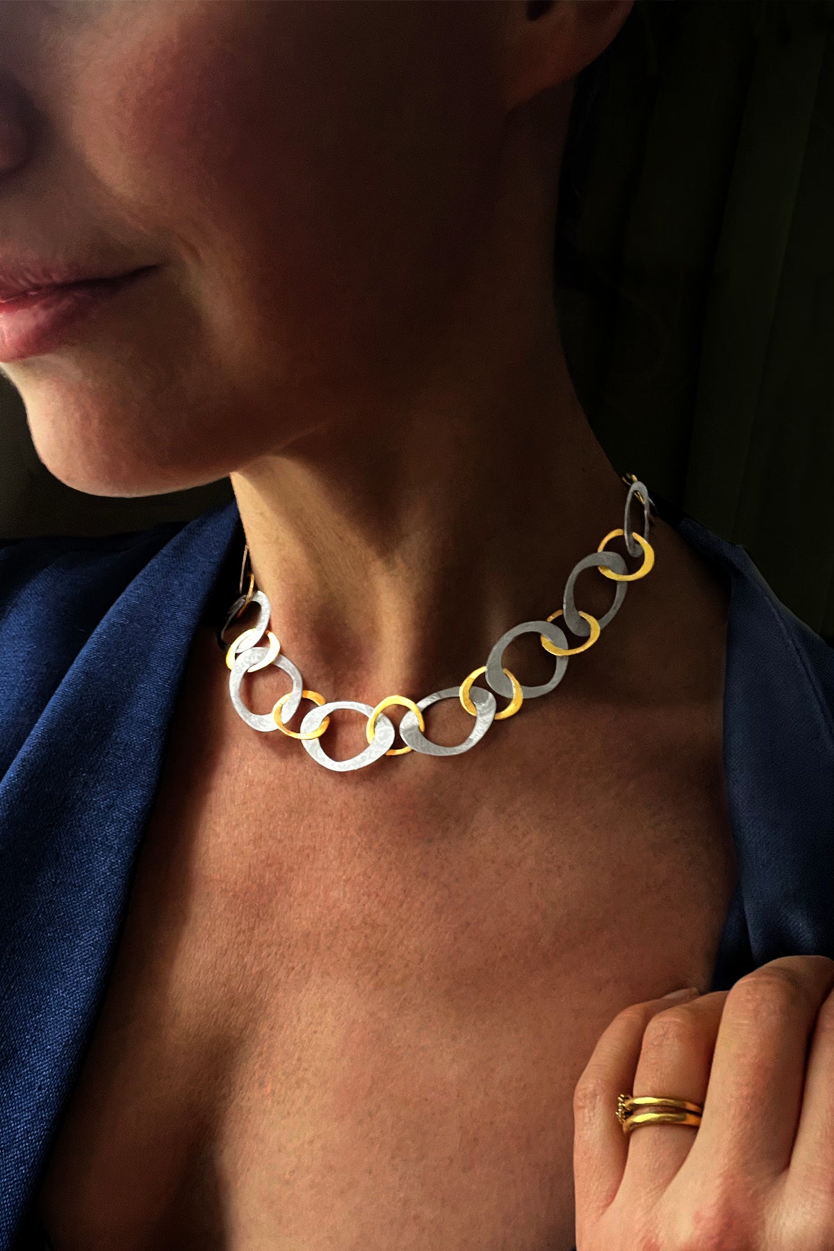 Silver and Gold Open Link Necklace1