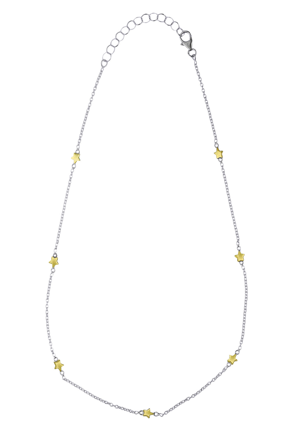 Silver Chain Necklet of Gold Stars