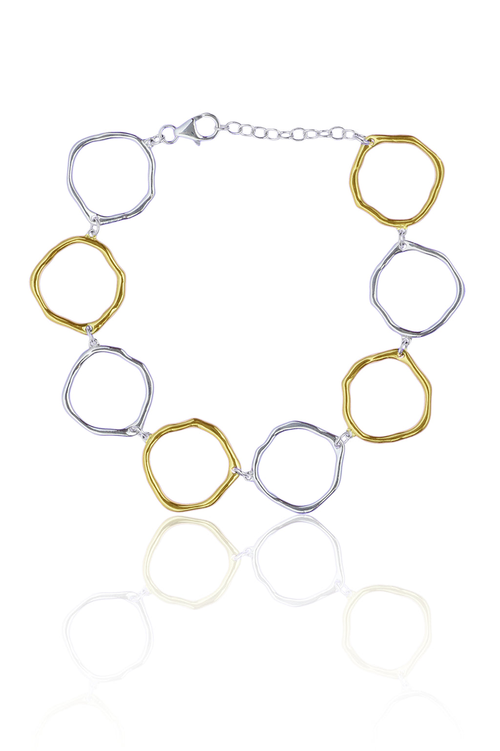 Silver and Gold Open Circles Bracelet