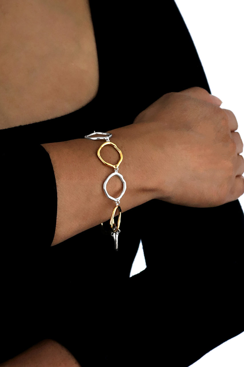 Silver and Gold Open Circles Bracelet