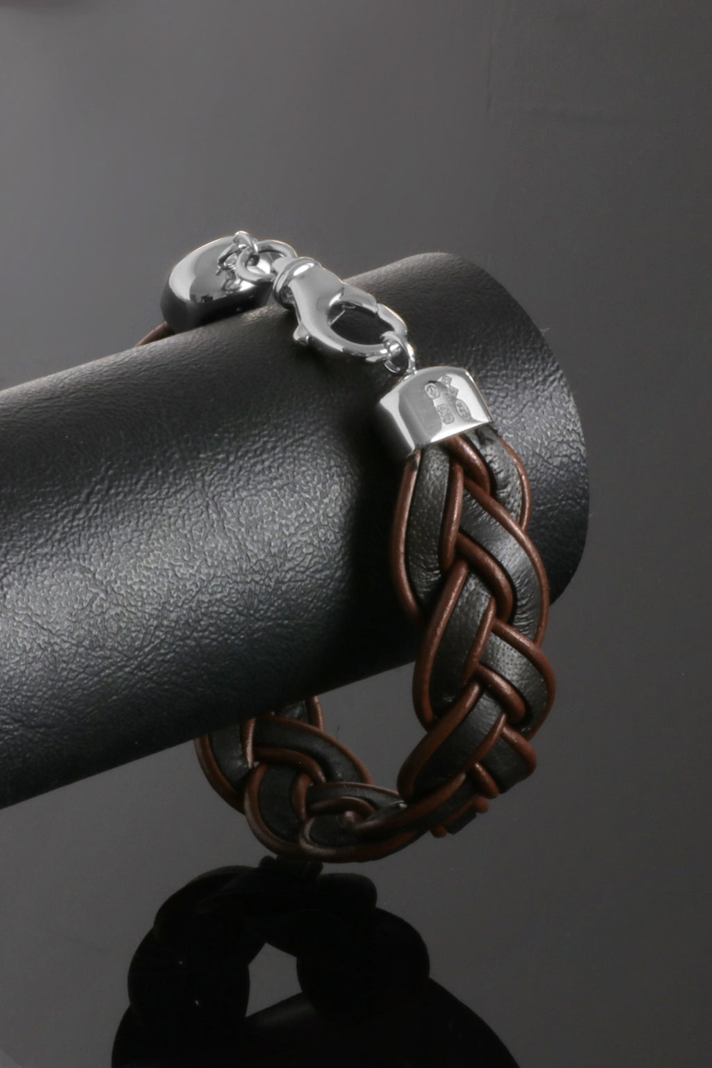 Men's Chunky Leather & Silver Bracelet