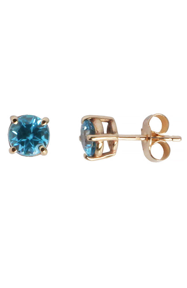 Blue Topaz Gold Stud Earrings