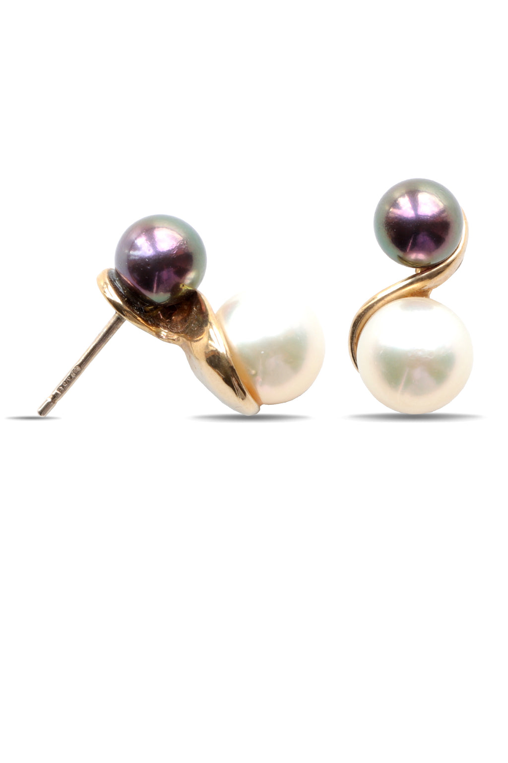 9ct Gold Earring Pearl/Black Pearl