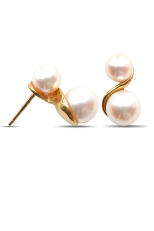 9ct Gold Earring Double Pearl