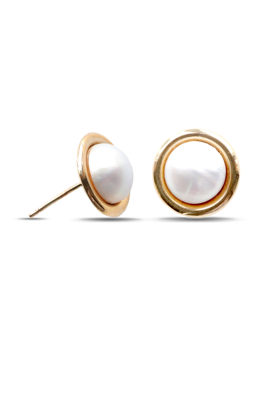 9ct Gold Earring 9mm Mabe Pearl