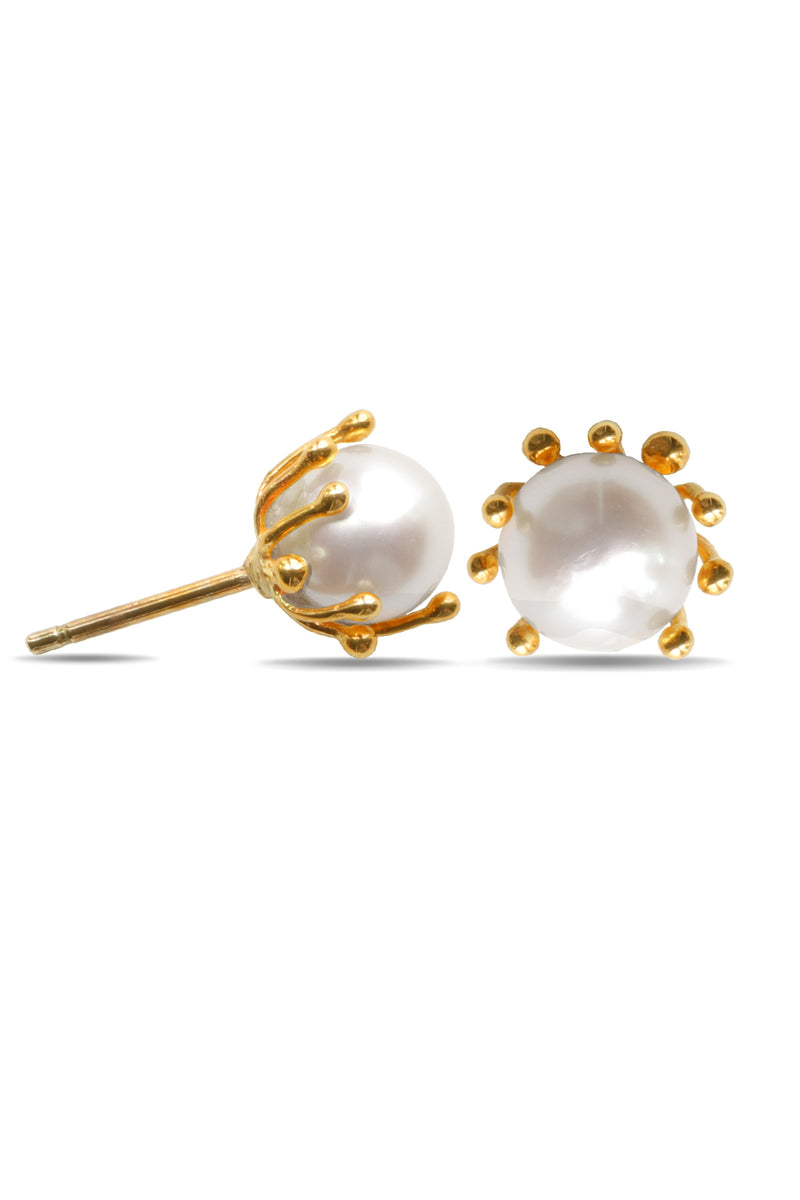 9ct Gold Earring 6mm Pearl Fancy Claws