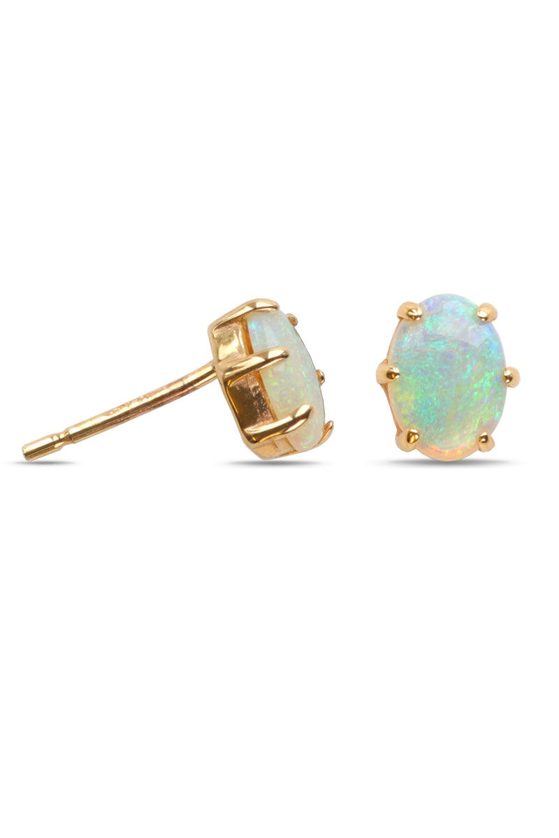 9ct Gold Earring Opal Claw Set