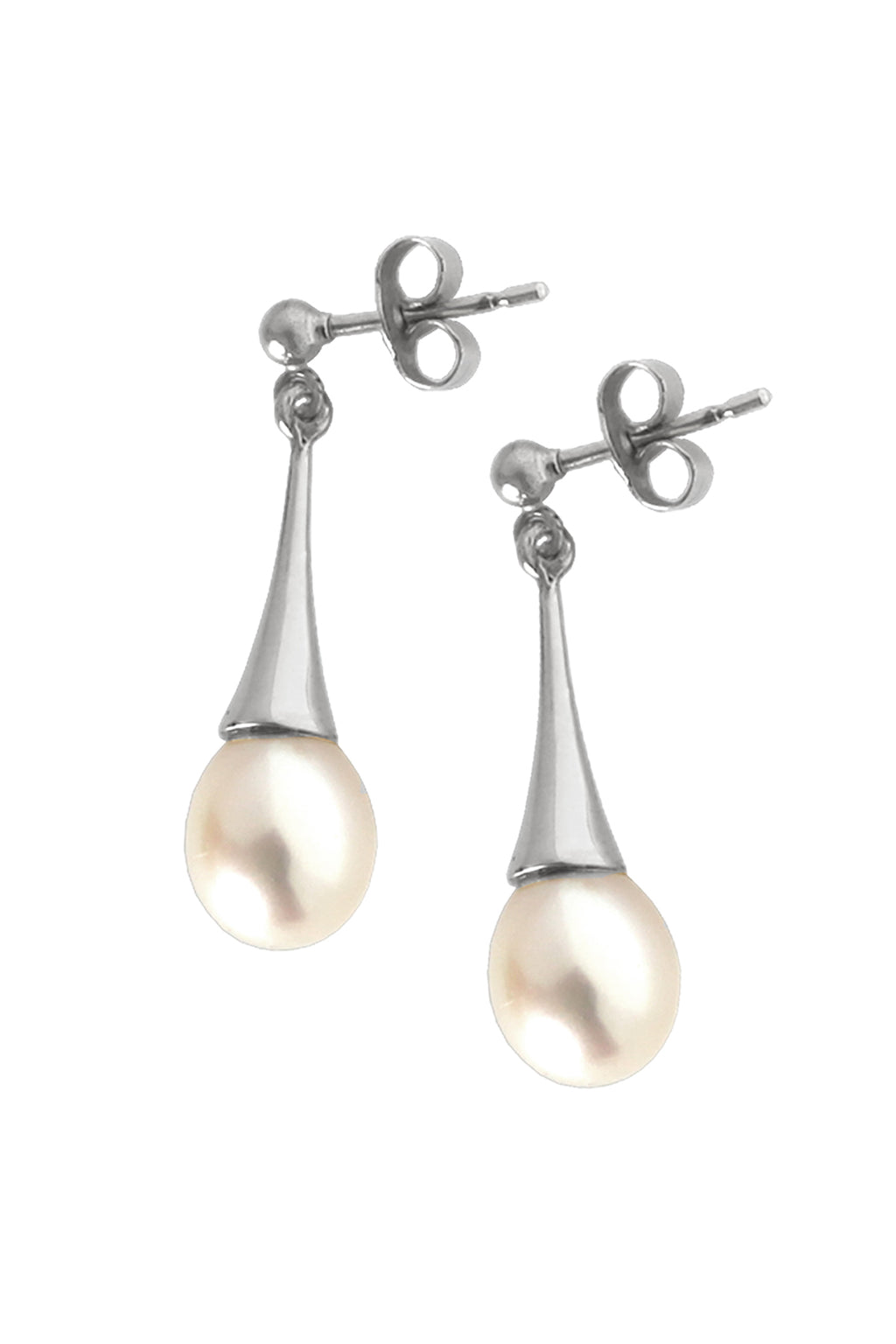 9ct White Gold Earring Pearl Drop