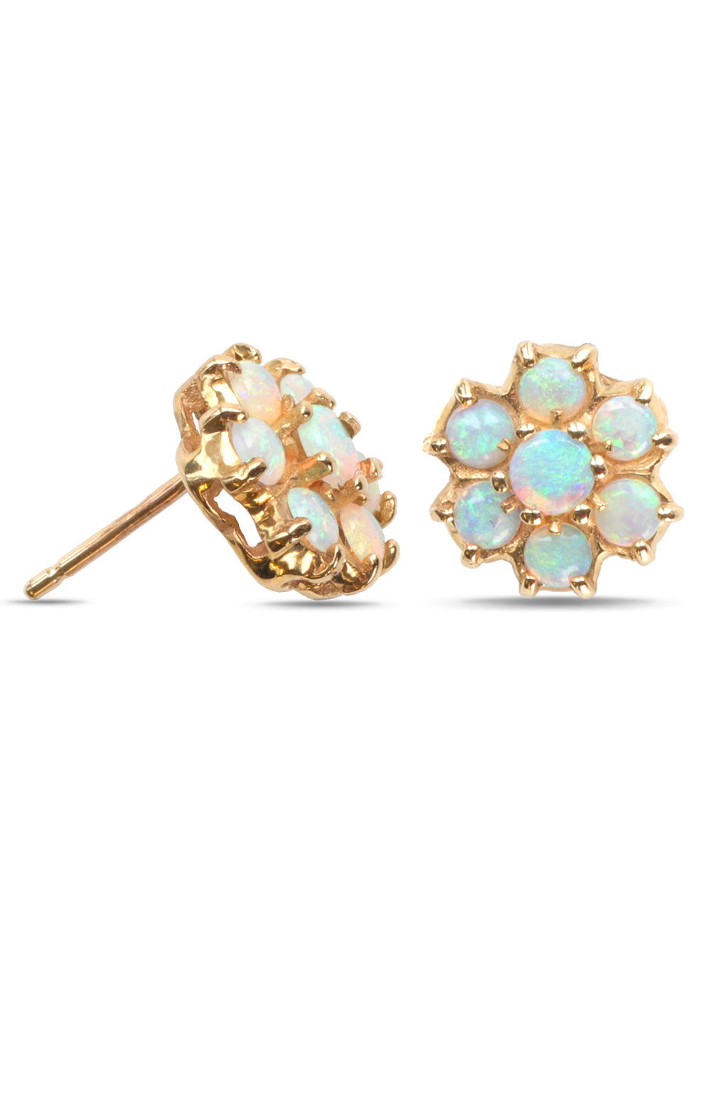 9ct Gold Earring Opal Cluster