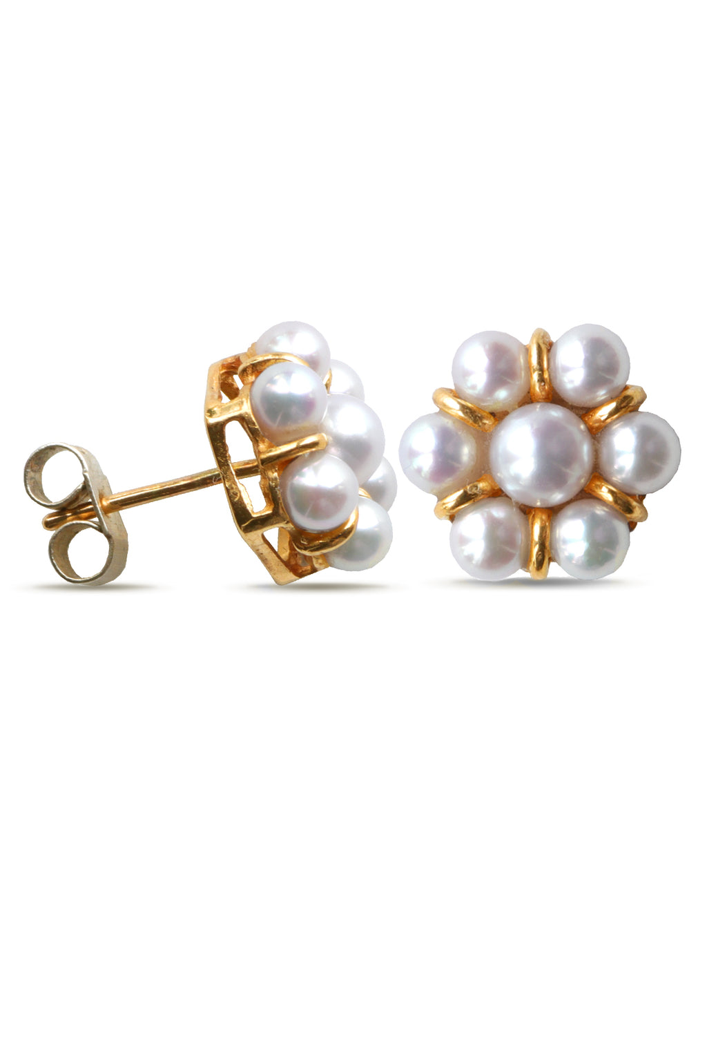 9ct Gold Earring Pearl Cluster