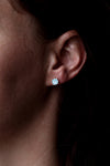 9ct White Gold Earring Blue Topaz Claw Set