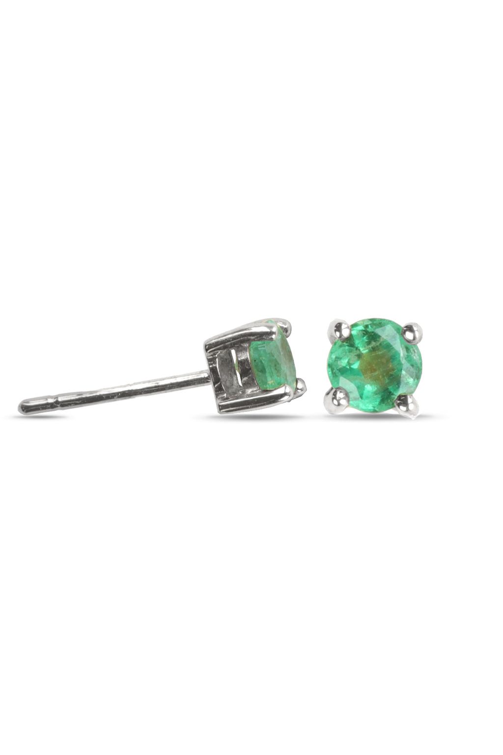 9ct White Gold Emerald Earring