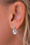 Diamond and Pearl Gold drop earrings