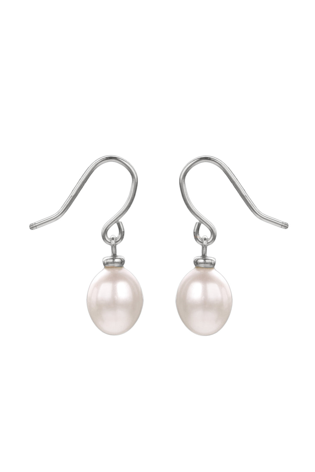 White Gold Pearl Hook Earrings