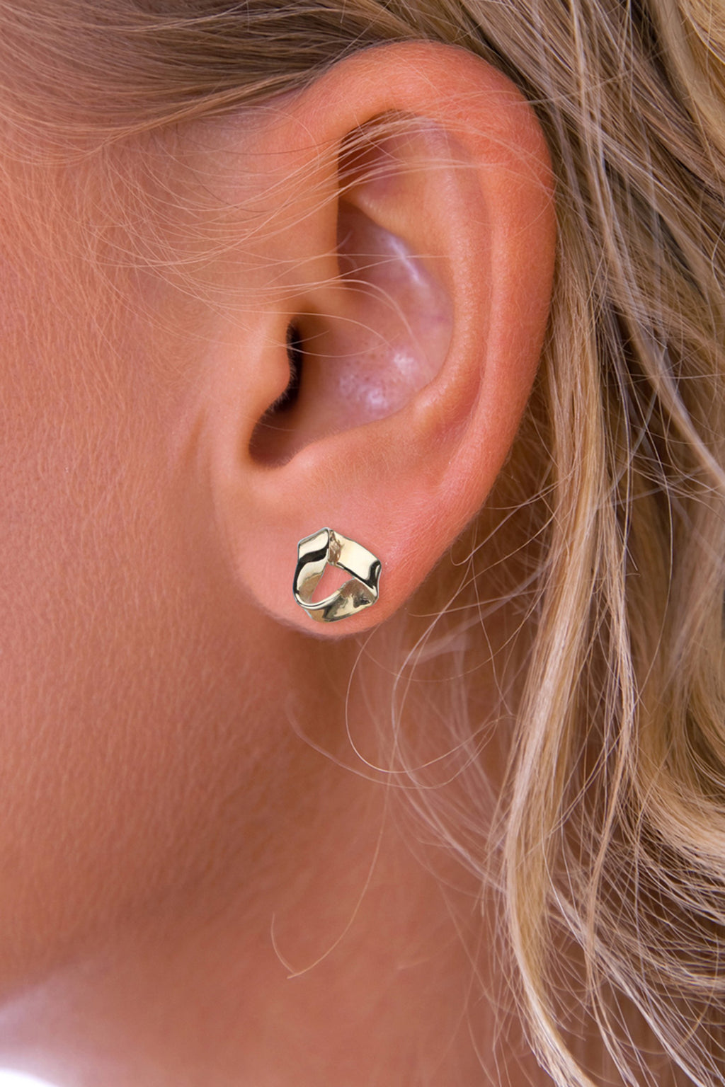 Gold Folded Triangle Stud Earring