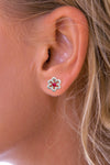 Ruby Flower Stud Earrings