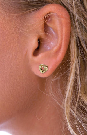 Gold Double Triangle Stud Earrings